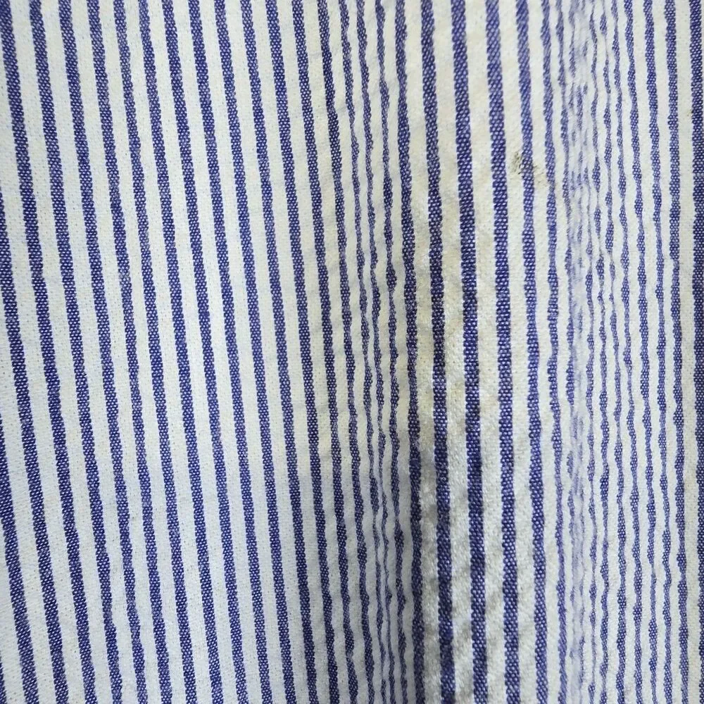Stafford Seersucker Chino Pants Mens 34x29 (34x28) White Blue Stripe 100% Cotton